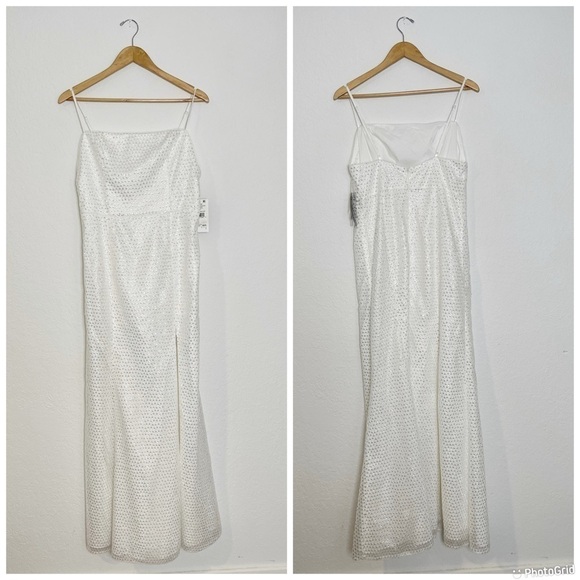 Aidan Mattox Sequined Maxi Ivory Evening Dress - Picture 2 of 8